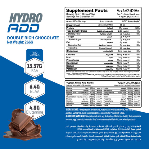 Muscle Add Hydro Add 100%Hydrolyzed Whey Protein Fastest Absorption-14Serv.-266G.